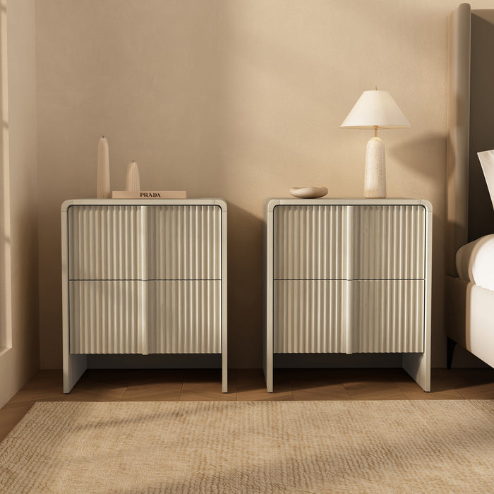 Novara Contemporary 22\" Nightstand in Whitewashed Oak (2-Drawer)