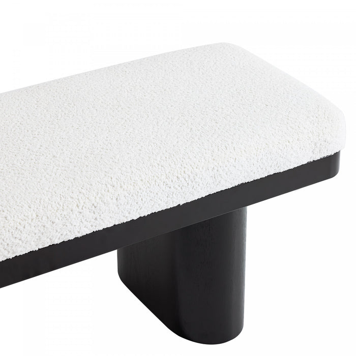 Olivia 47.5\" Wood Bed Bench Ottoman with Teddy Velvet Upholstery and Wooden Legs,Black