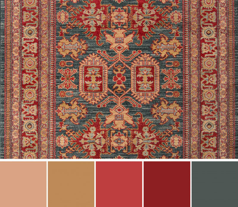 Lena Traditional 9'3\" x 12'6\" Area Rug in Blue Indoor Area Rug