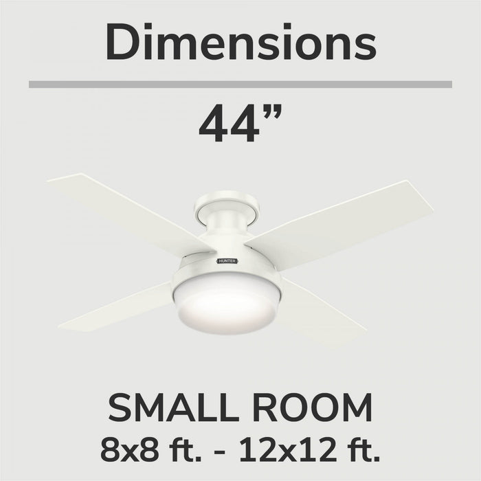 Dempsey Low Profile Ceiling Fan with Light Fixture - White