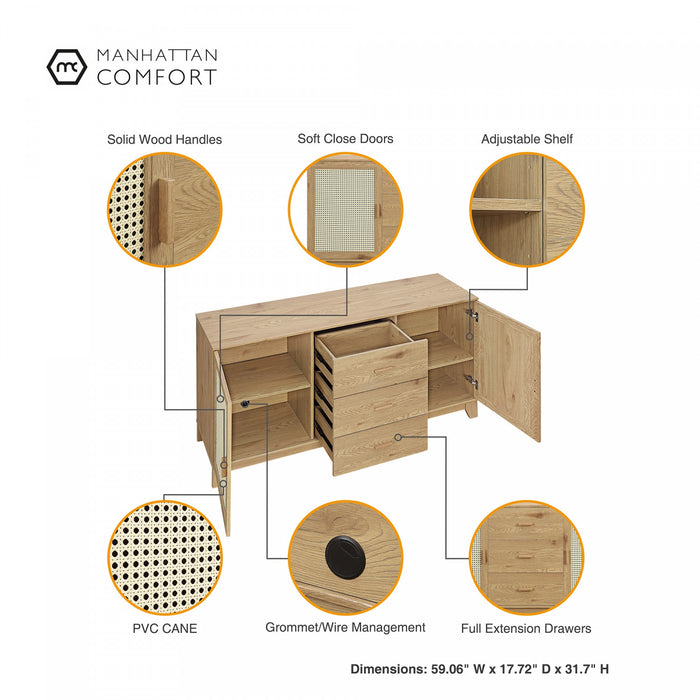 Sheridan Mid-Century Modern 4-Piece Living Room Set in Natural