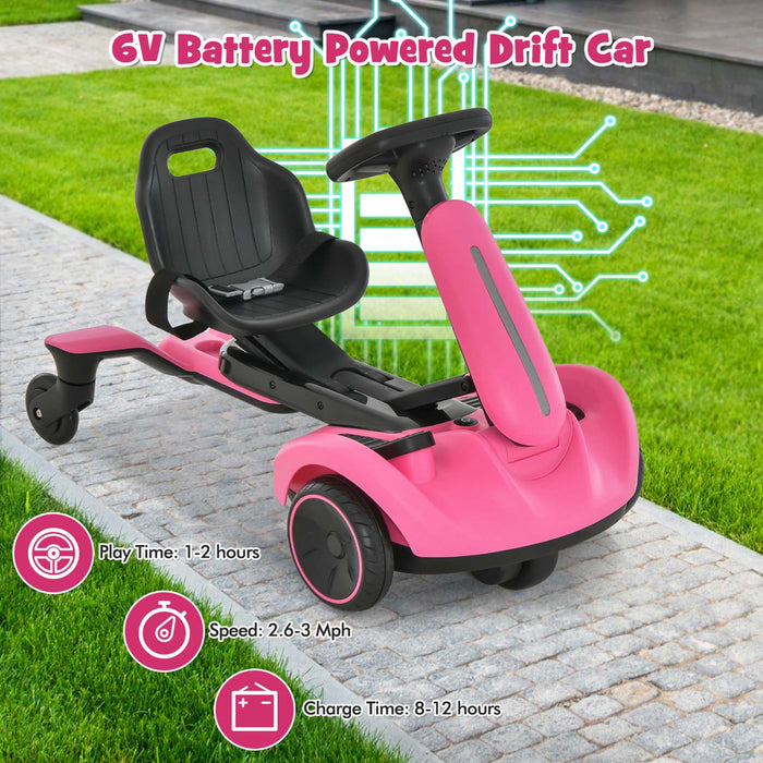 Costway 6v Kids Ride On Drift Car Electric Drifting Go Kart For Kids With 360° Spin Pink