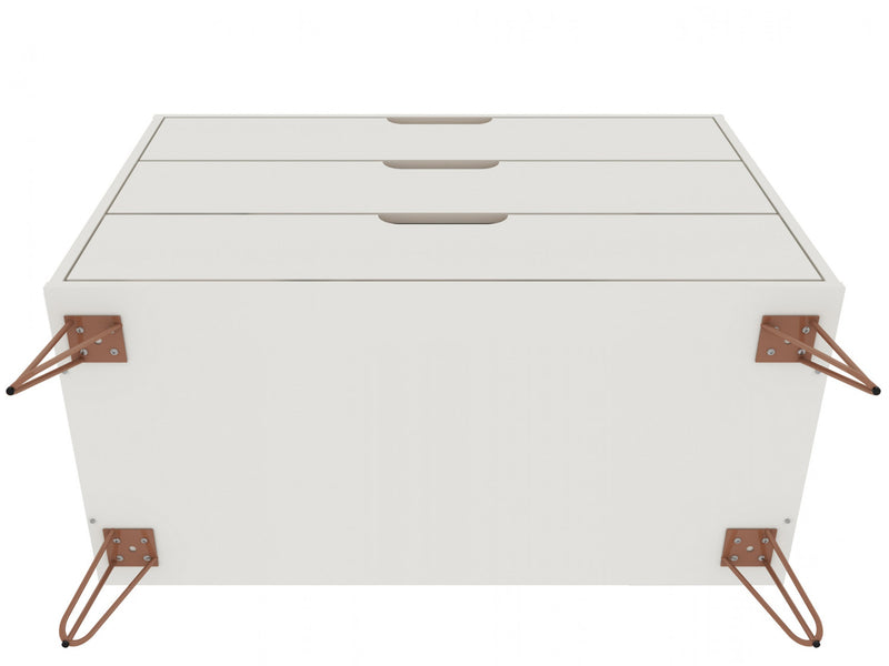 Rockefeller Mid-Century Modern 35\" Dresser in Off White (3-Drawer) - Set of 2