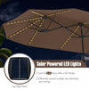 Costway 15.5 FT Extra-Large Patio Umbrella with LED Solar Lights & 12 Heavy-Duty Ribs Brown