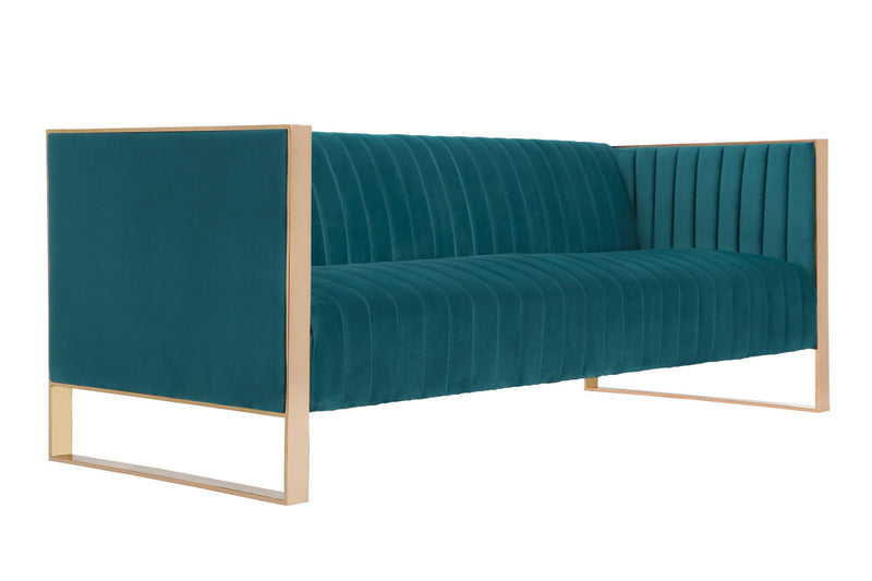 Trillium Mid-Century Modern 3-Piece Sofa Set in Teal