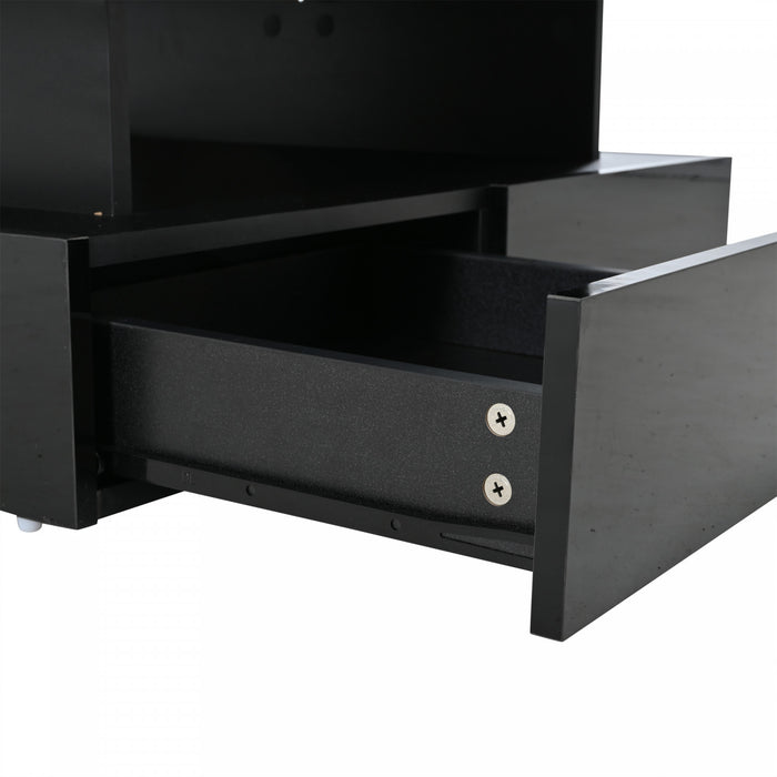 Oliver Lift-Top Coffee Table with LED Lighting and Glass Tabletop,Black