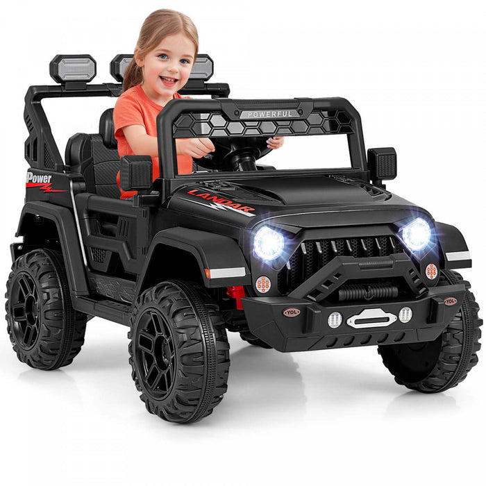 Costway 12v Kids Ride On Truck With 2*12v Motors Spring Suspension & Remote Control Black