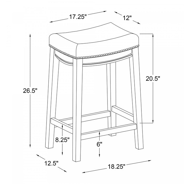 Claridge Linen-Look Fabric Backless Saddle Counter-Height Stool - Dark Brown