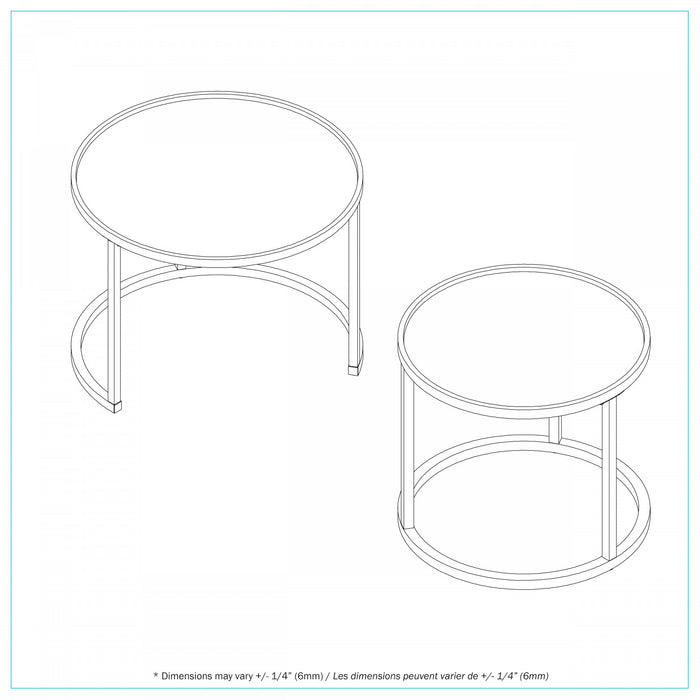 Opal Two Top Round Nested Tables - Glass Top