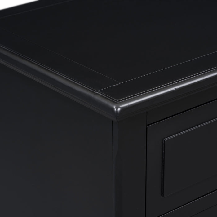 U_Style 28 Inch Painted Nightstand with 3 Smooth-Glide Drawers and Rubberwood Legs, Black