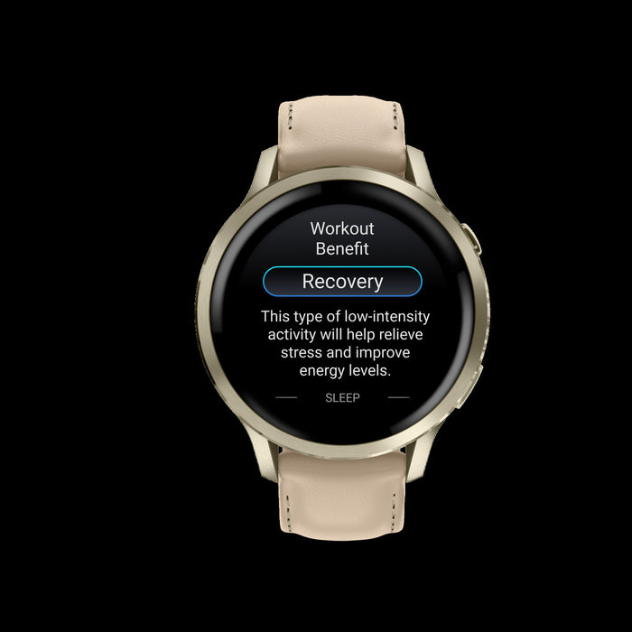 Garmin Venu 4 41mm Gold Leather Premium Smartwatch - Lifestyle Tracker, ECG App, Smart Wake Alarm, Evening Report, Triathlon Profiles, Wheelchair Mode