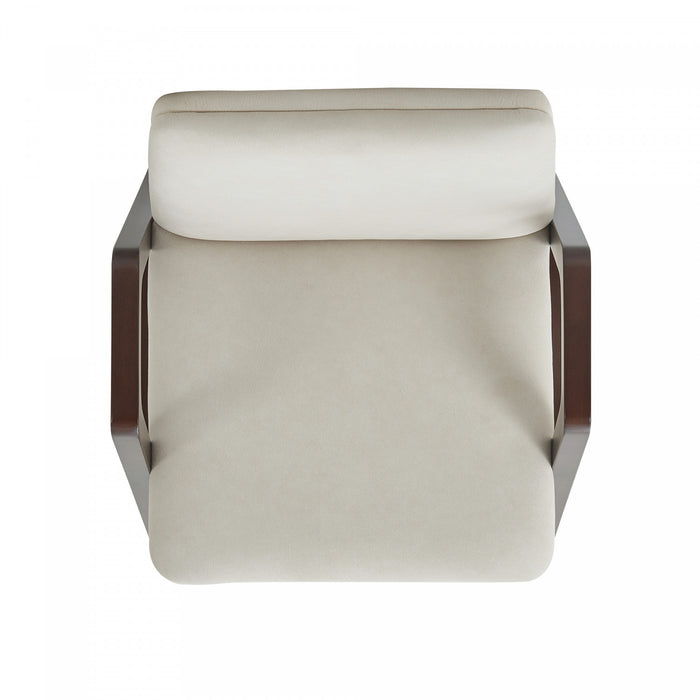 Stella Modern Wood Velvet Armchair in Cream