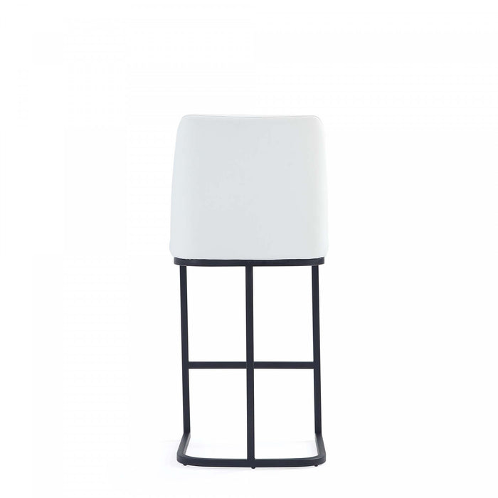 Serena Modern Metal Upholstered Counter Stool in White - Set of 3 Bar Stool