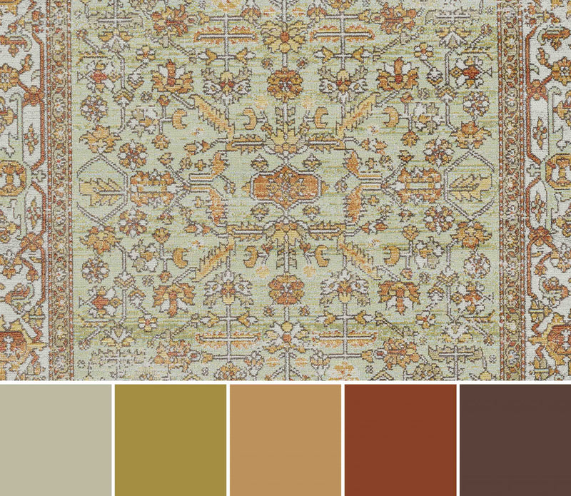 Hailey Traditional 5'3\" x 7'3\" Area Rug in Green Indoor Area Rug