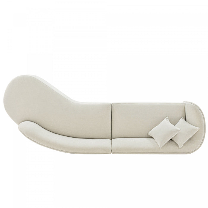 Daria Modern 132\" Chenille Sectional in Ivory