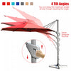 Costway 11ft Patio Offset Umbrella Cantilever Rotation Aluminum Tilt Cross Base Wine