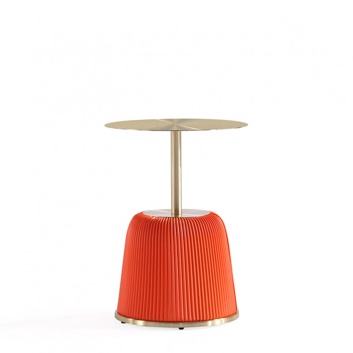 Anderson Modern Metal Top Upholstered End Table in Orange - Set of 2