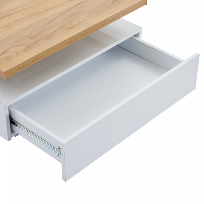Liam Rotating Coffee Table with 360° Swivel Top,White