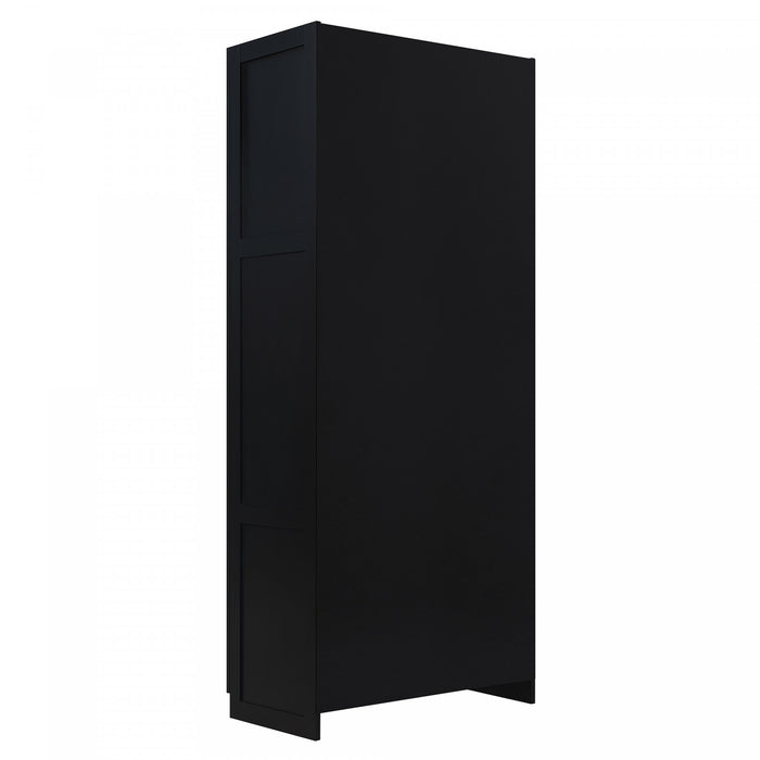 Cornelia Modern 30\" Storage Cabinet in Black (7-Shelf) - Set of 2 Bookcase