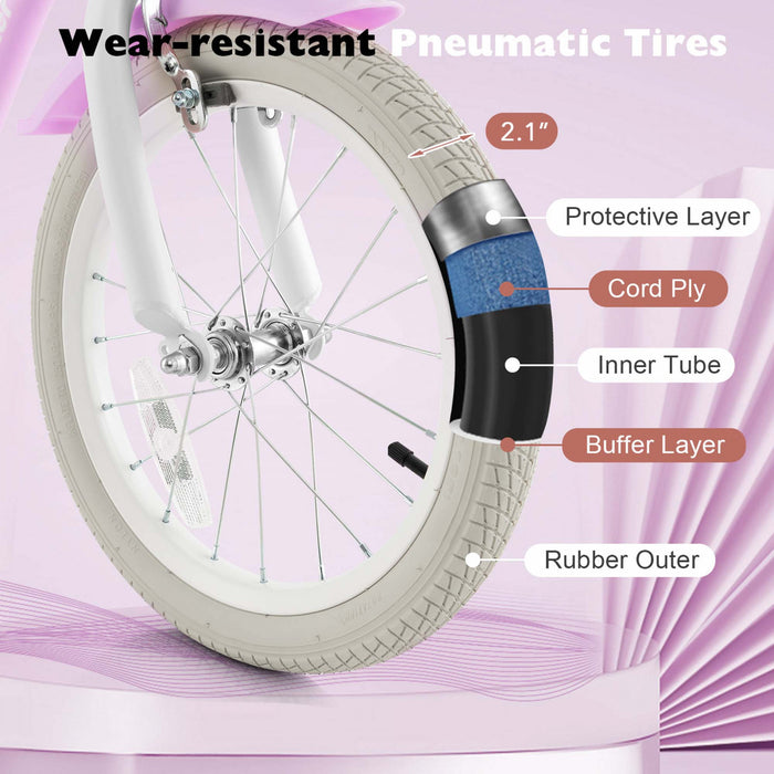 Costway 16\" Kids Bike Toddler Adjustable Bicycle With Training Wheel For 4-7 Years Old Girl