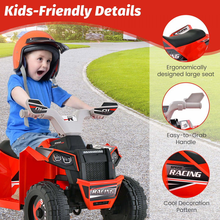 Costway Kids Ride On Atv 4 Wheeler Quad Toy Car 6v Battery Powered Motorized Toy Red