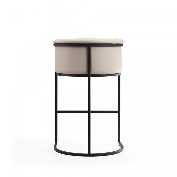 Cosmopolitan Mid-Century Modern Metal Upholstered Barstool in Cream - Set of 2 Bar Stool