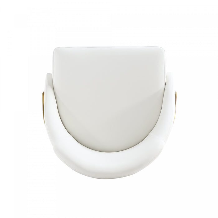 Gracie Modern Vegan Leather Metal Dining Chair in White and Gold - Set of 4