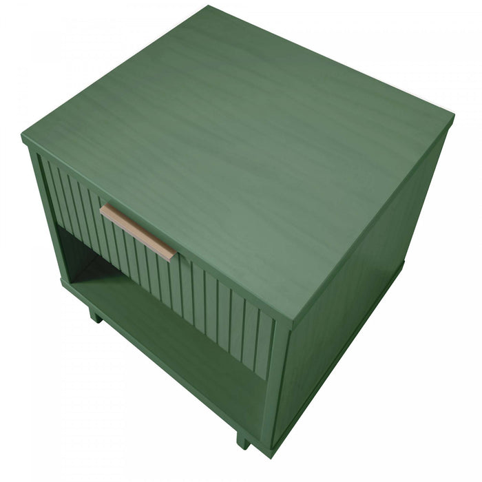 Granville Modern 18\" Nightstand in Sage Green (1-Drawer) - Set of 2