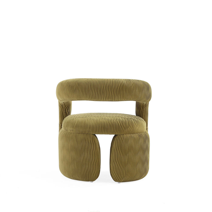 Corvette Mid-Century Modern Velvet Lounge Chair in Olive Green