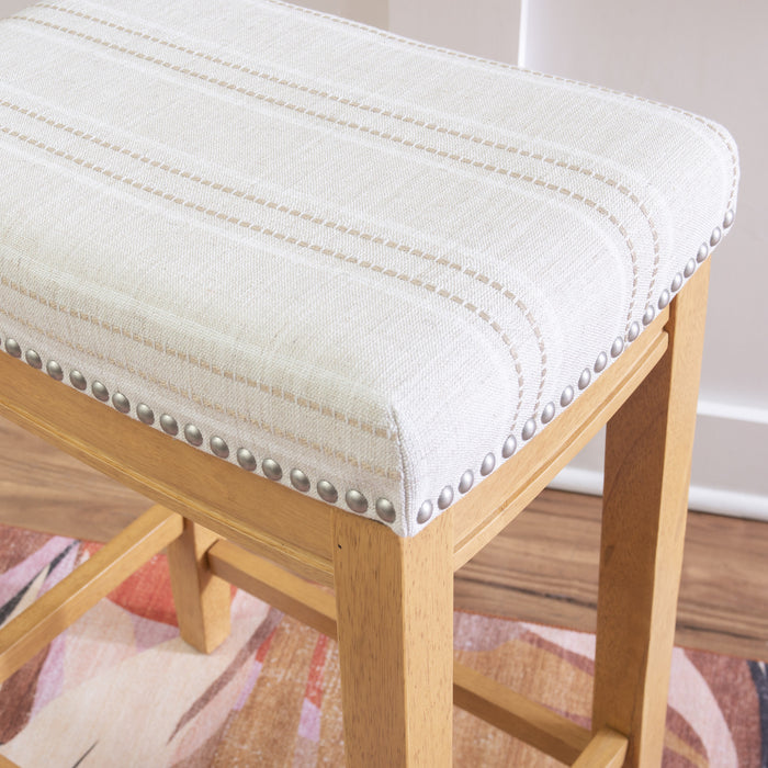 Claridge Linen-Look Fabric Backless Counter-Height Stool - Rustic Stripe