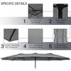Costway 15FT Double-Sided Twin Patio Umbrella Outdoor Market W/ Crank & Base Grey