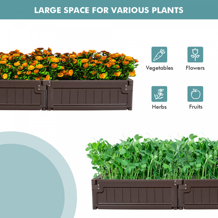 Costway Raised Garden Bed Kit Outdoor Planter Box Planting Flower Container Brown