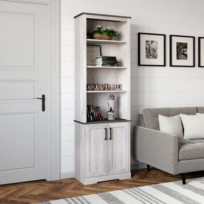 Prepac Rustic Ridge Bookcase - Washed White