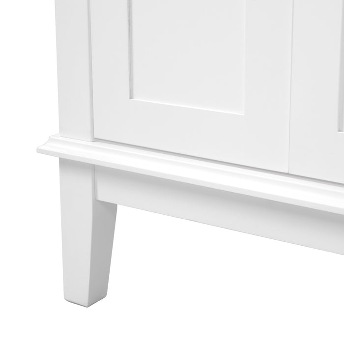 Savannah 30 Inch Bathroom Vanity with Ceramic Sink and Spacious Storage Cabinet, White