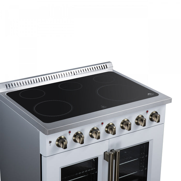 Galiano 36 Inch French Door Electric Range, 5 radiant burners, 5.36 cu.ft., White - FFSEL6917-36WHT