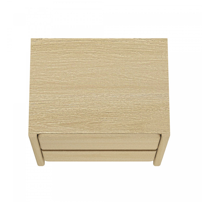Linda Modern 24\" Nightstand in Natural Oak (2-Drawer)