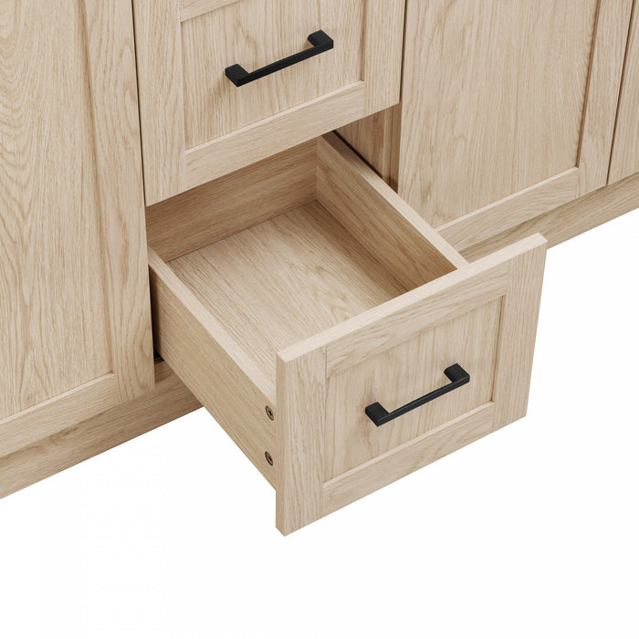 Frederick 59 Inch Modern Double Sink Bathroom Vanity with Storage Cabinet, Brown