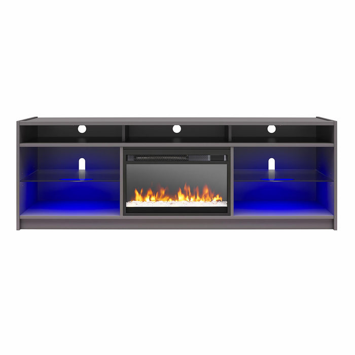 Ameriwood Home Luna Electric Fireplace TV Stand for TVs up to 75\" - Graphite Grey
