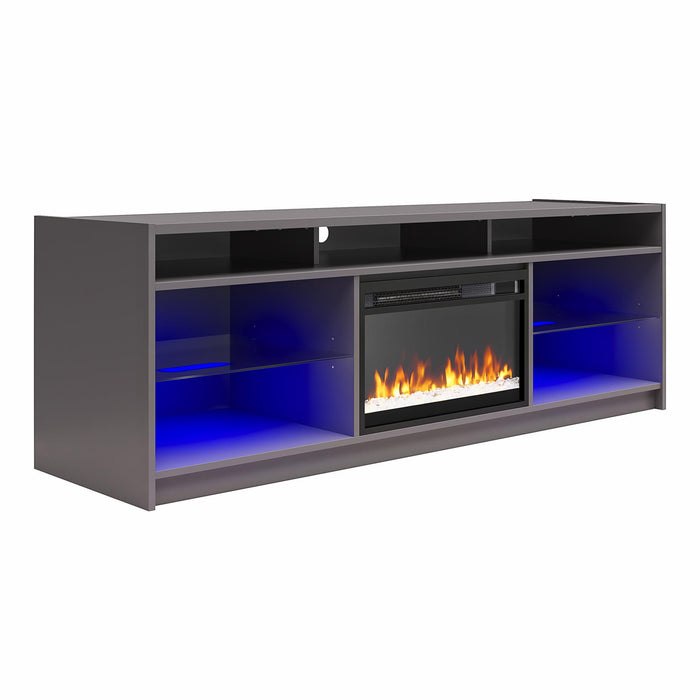 Ameriwood Home Luna Electric Fireplace TV Stand for TVs up to 75\" - Graphite Grey