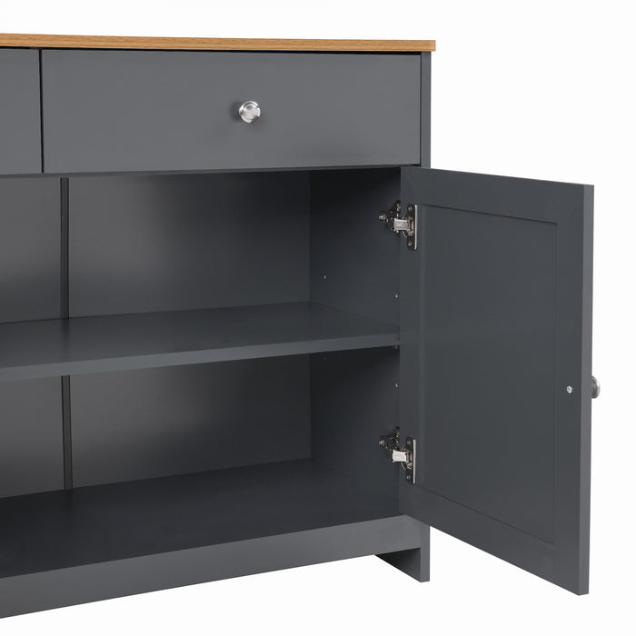 Grace 55.1\" Rustic Wood Buffet Cabinet with Doors and Drawers,Grey Accent Cabinet