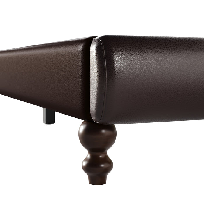 Emma Faux Leather Platform Bed Frame with Headboard,California King Size,Dark Brown King Bed