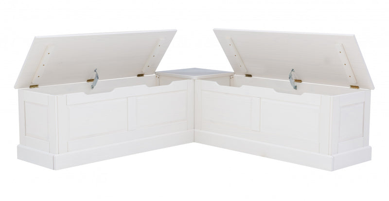 Tobin Backless Corner Nook Dining Bench - White