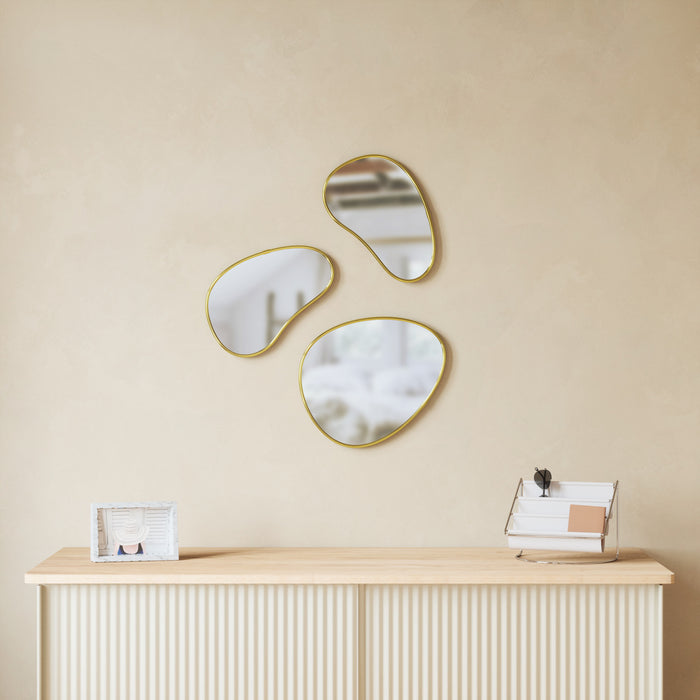 Umbra Hubba Brass Pebble Mirrors - Set of 3