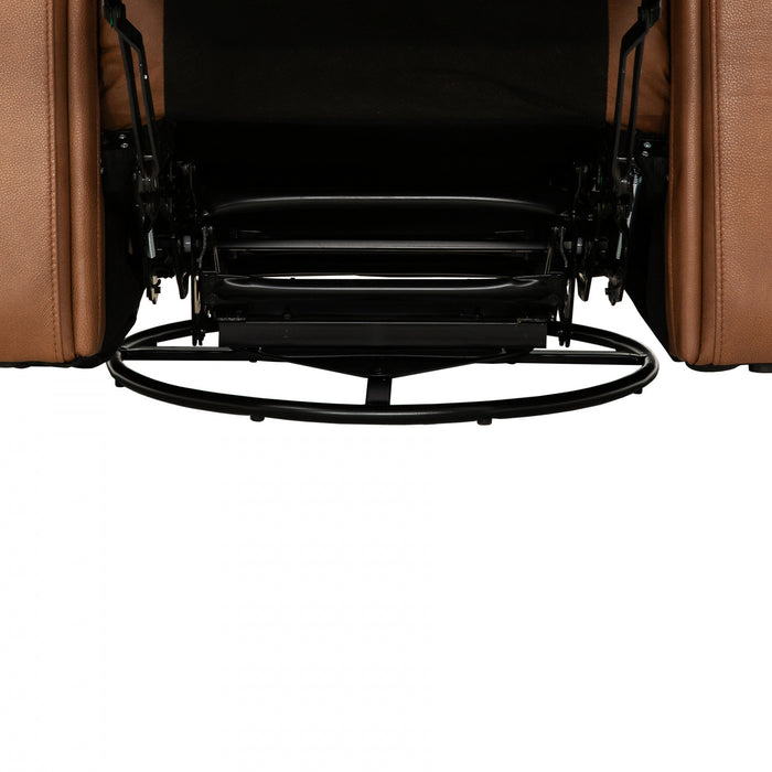 Bellamy 37 in. Leather Match Swivel Glider Recliner - Cognac