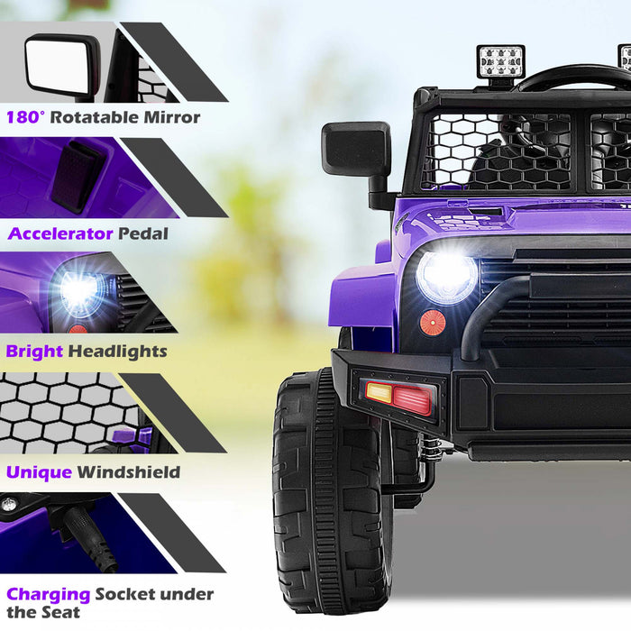 Costway 12v Kids Ride On Truck Car Electric Vehicle Remote With Music & Light Purple