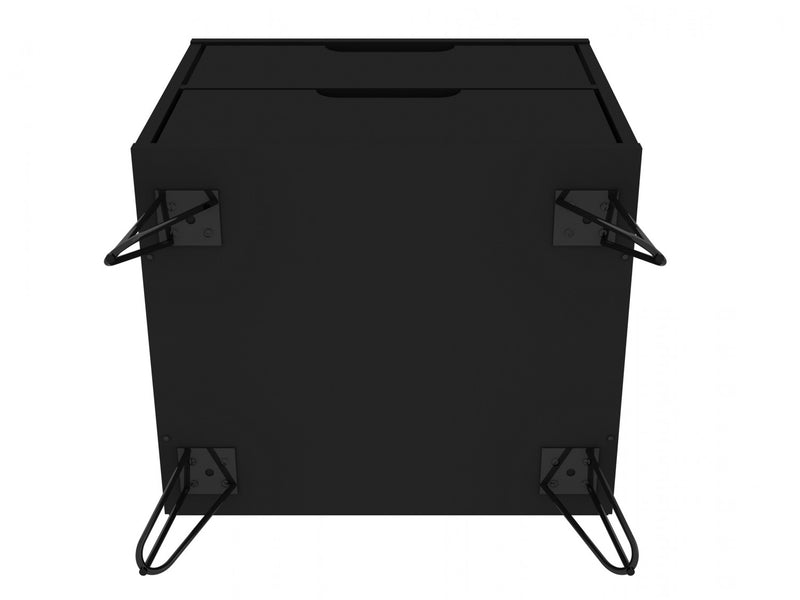 Rockefeller Mid-Century Modern 20\" Nightstand in Black (2-Drawer) - Set of 2