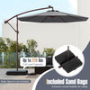 Costway Patio 10FT Hanging Offset Umbrella 32 LED Lights Sand Bag Outdoor Cross Base Dark Gray