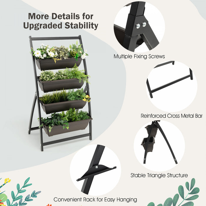 Costway 2pcs 4 Ft 4-tier Vertical Raised Garden Bed Elevated Planter W/4 Container Boxes