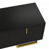 Aspect 63 Inch TV Stand with Textured Doors and Gold Legs, Black | Aspect Meuble TV 63 po avec Portes Texturees et Pieds Dores, Noir