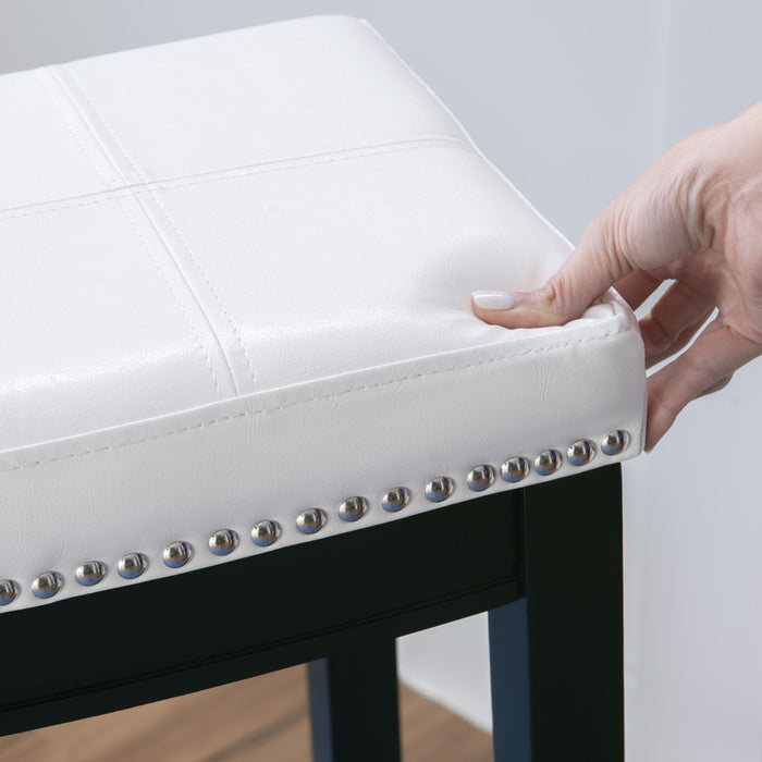 Claridge Faux Leather Backless Barstool - Black and White